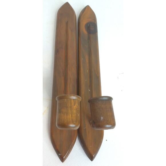 Vintage Ardco ot Homco Wooden Wall Candle Holders Sconces - Picture 6 of 6